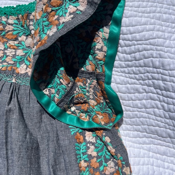 Mi Golondrina Embroidered Floral Blouse in Teal, Rust & Cream - Picture 10 of 10